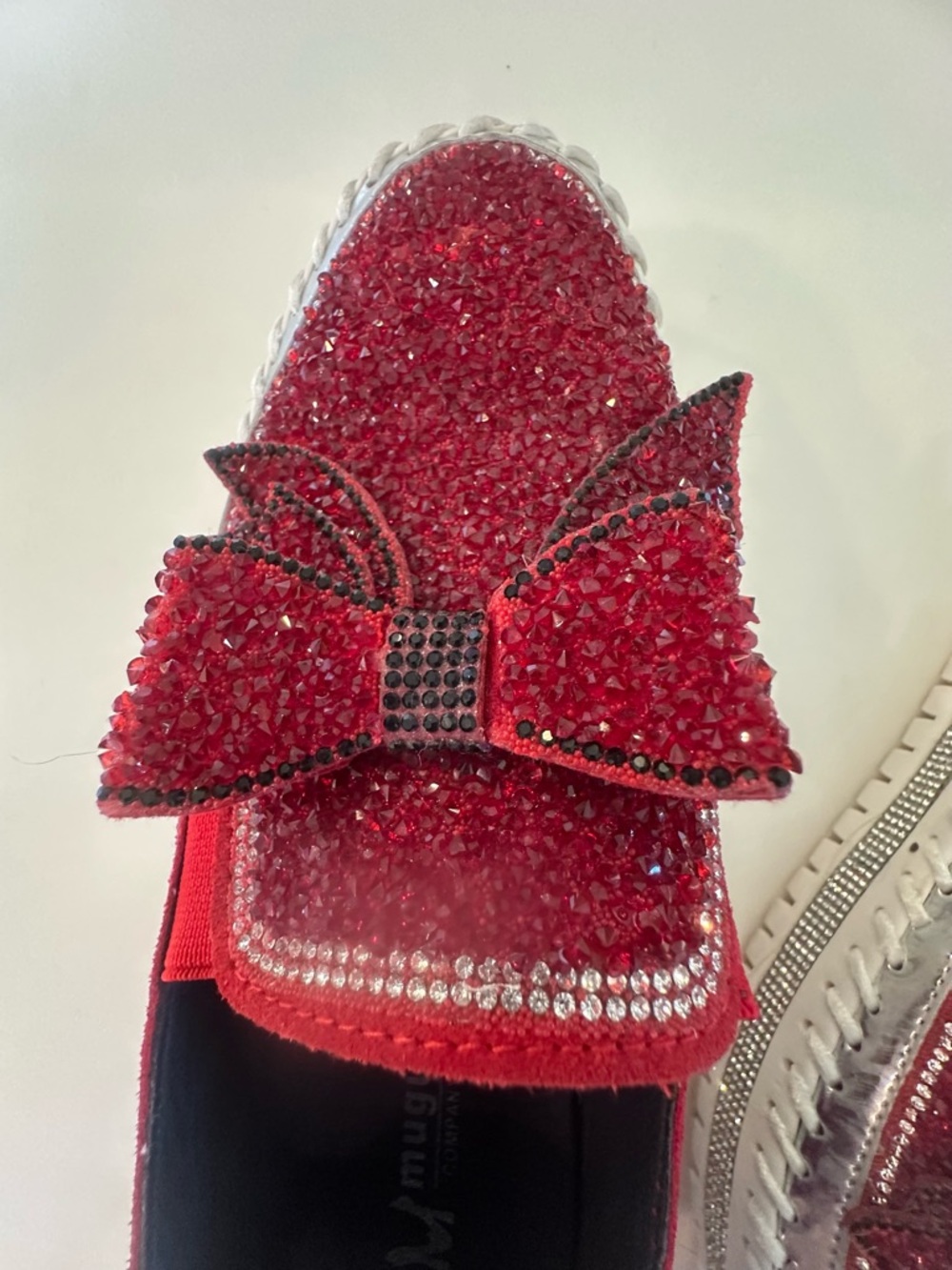 Muguan Red Crystal Embellished Platform Slip-On Sneakers SZ 8.5 or 250 or 39/40 - Picture 5 of 12